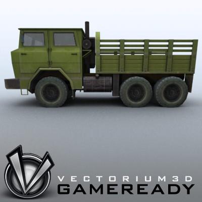 3D Model of Game-ready model of Chinese Shaanxi SX2150 5 tonne truck with four textures (2x1024x1024(hull, backet)+512x256(wheels)+512x512(glass)) - 3D Render 3